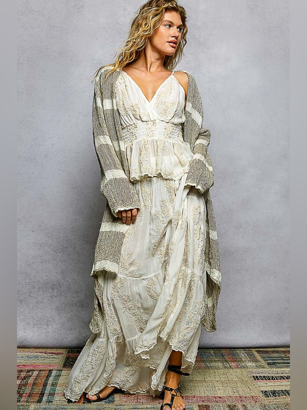 POL “ Coastal Dune “ Cardigan | Mocha Multi